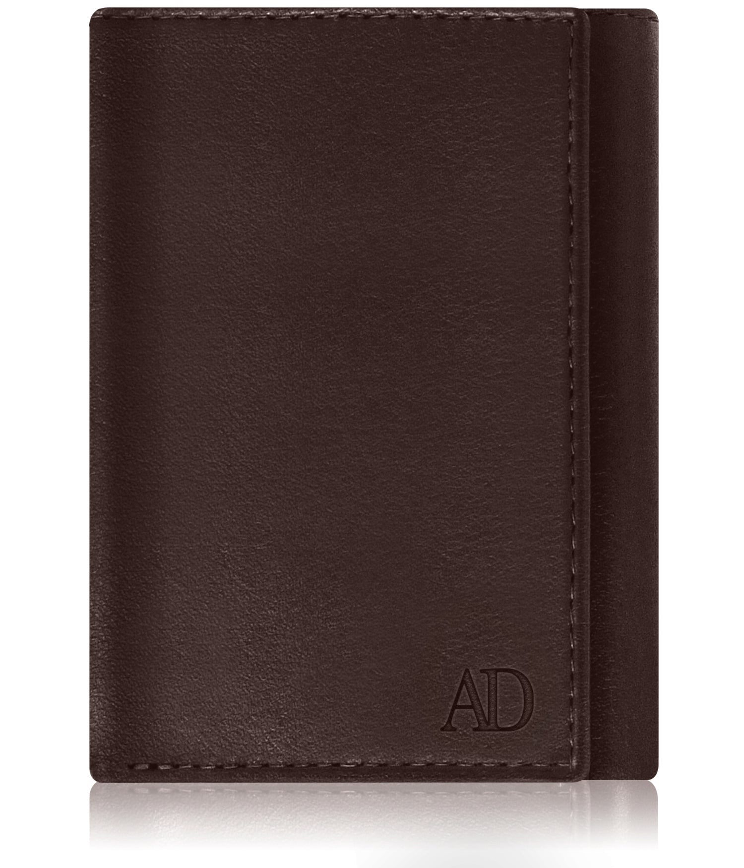 Genuine Leather Trifold Wallet – Flip-Up Dual ID Windows, RFID Blocking