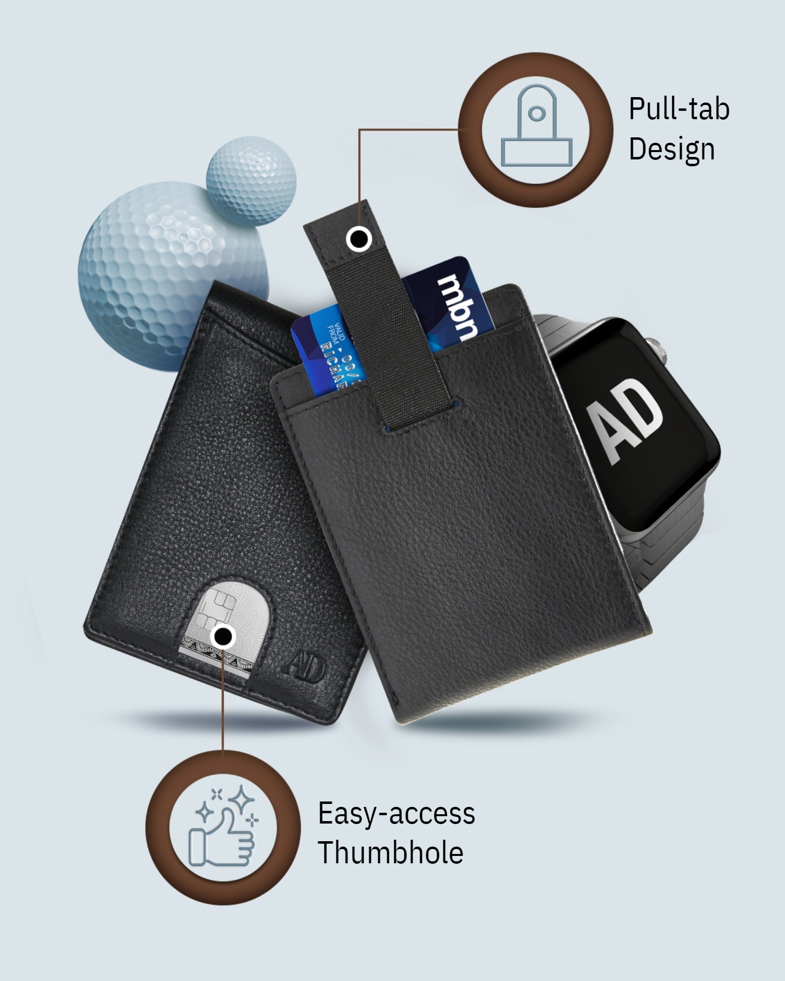 Genuine Leather Pull-Strap Bifold Wallet – Holds 7 Cards, RFID Blocking
