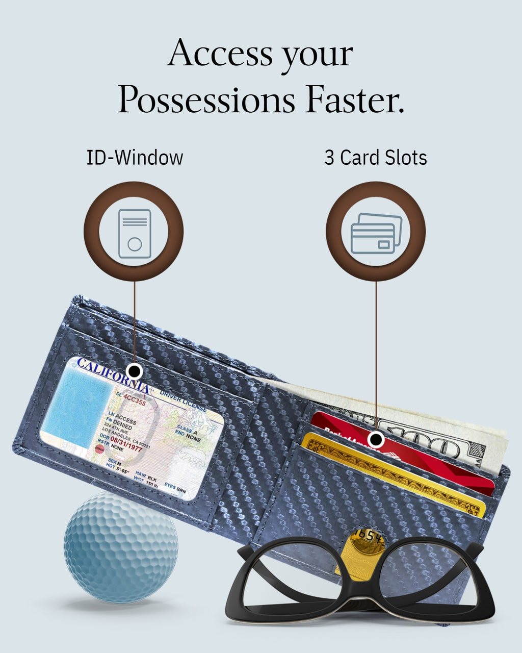 Genuine Leather Pull-Strap Bifold Wallet – Holds 7 Cards, RFID Blocking