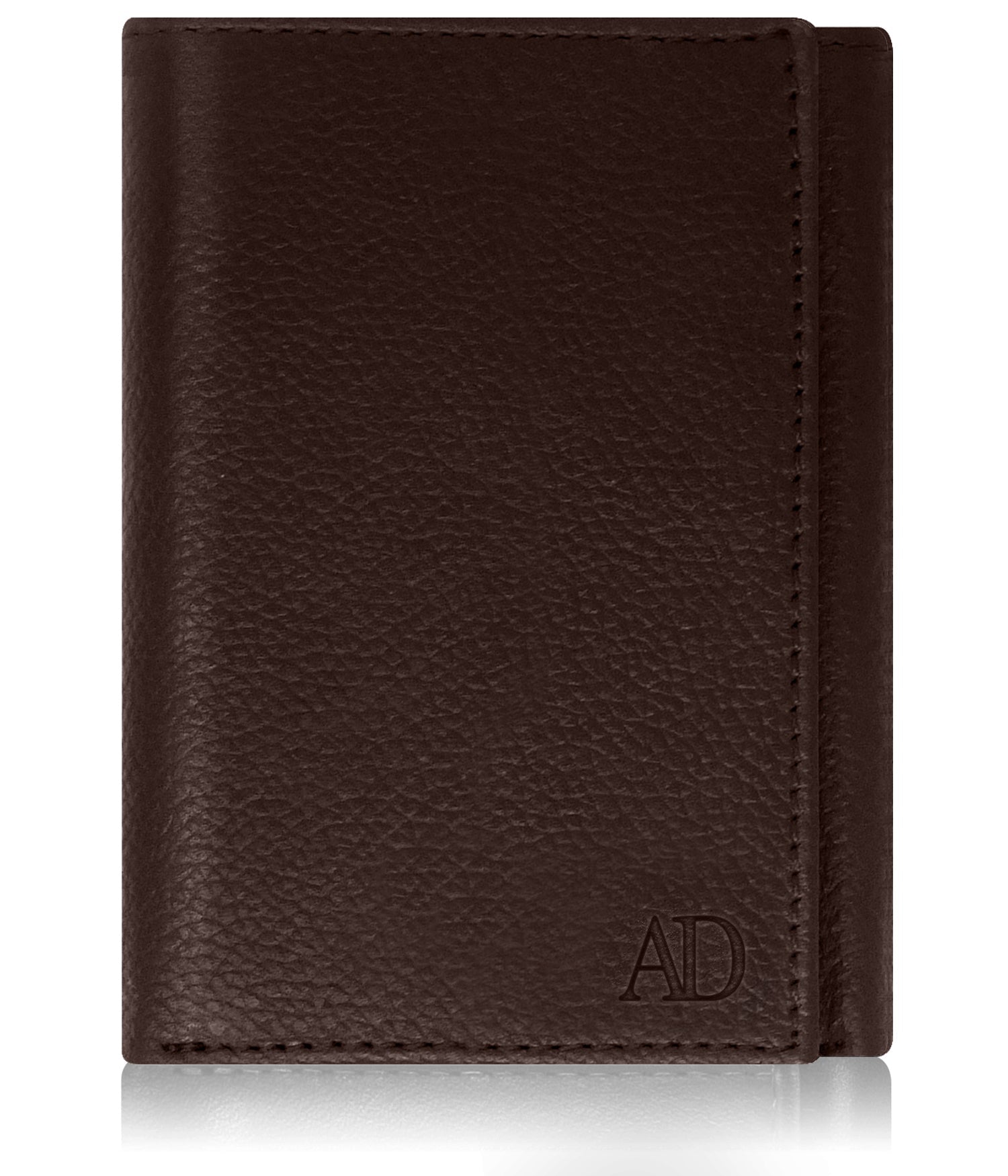 Genuine Leather Trifold Wallet – Flip-Up Dual ID Windows, RFID Blocking