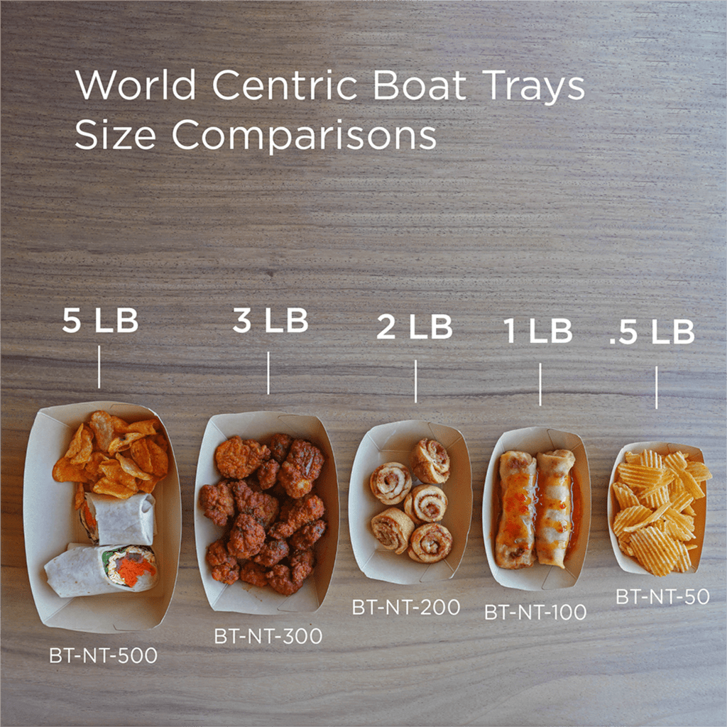 World Centric 1lb NoTree Bamboo Boat Tray, Compostable (QTY 1000), SKU BT-NT-100