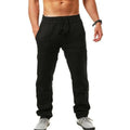 2025 New Men's Linen Pants Sweatwear Solid Color Breathable Trousers Cotton Fitness Lightweight Casual Summer Men Beach Pants