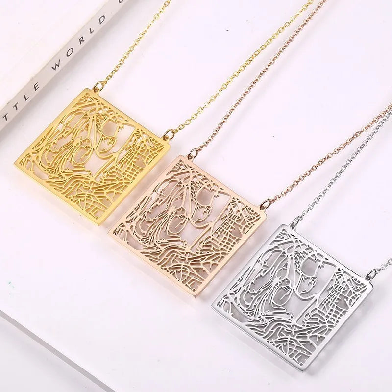 Jerusalem City Map Israel Jewish Trip Hebrew Star David Passover Accessories Pendant Necklaces In Stainless Steel