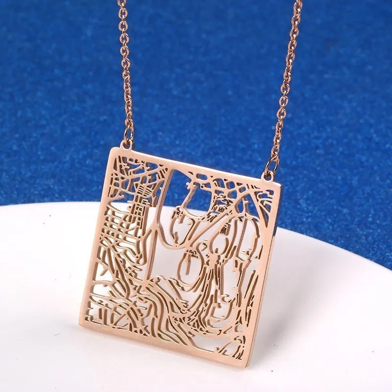 Jerusalem City Map Israel Jewish Trip Hebrew Star David Passover Accessories Pendant Necklaces In Stainless Steel