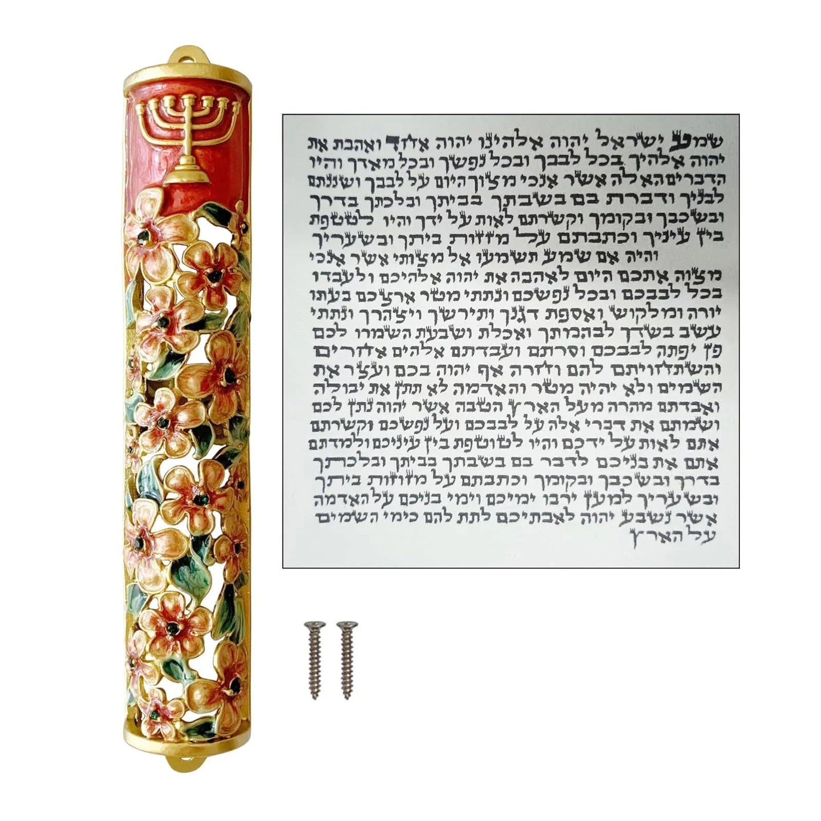 Hand Painted Door Mezuzah Ornament with Screw Zinc Alloy Jewish Mezuzah Case Cover Delicate Embellished Door Wall Hanukkah Decor
