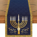 Candle Menorah Hanukkah Table Runner,  Holiday Kitchen Dining Table Decoration for Home Party Decor