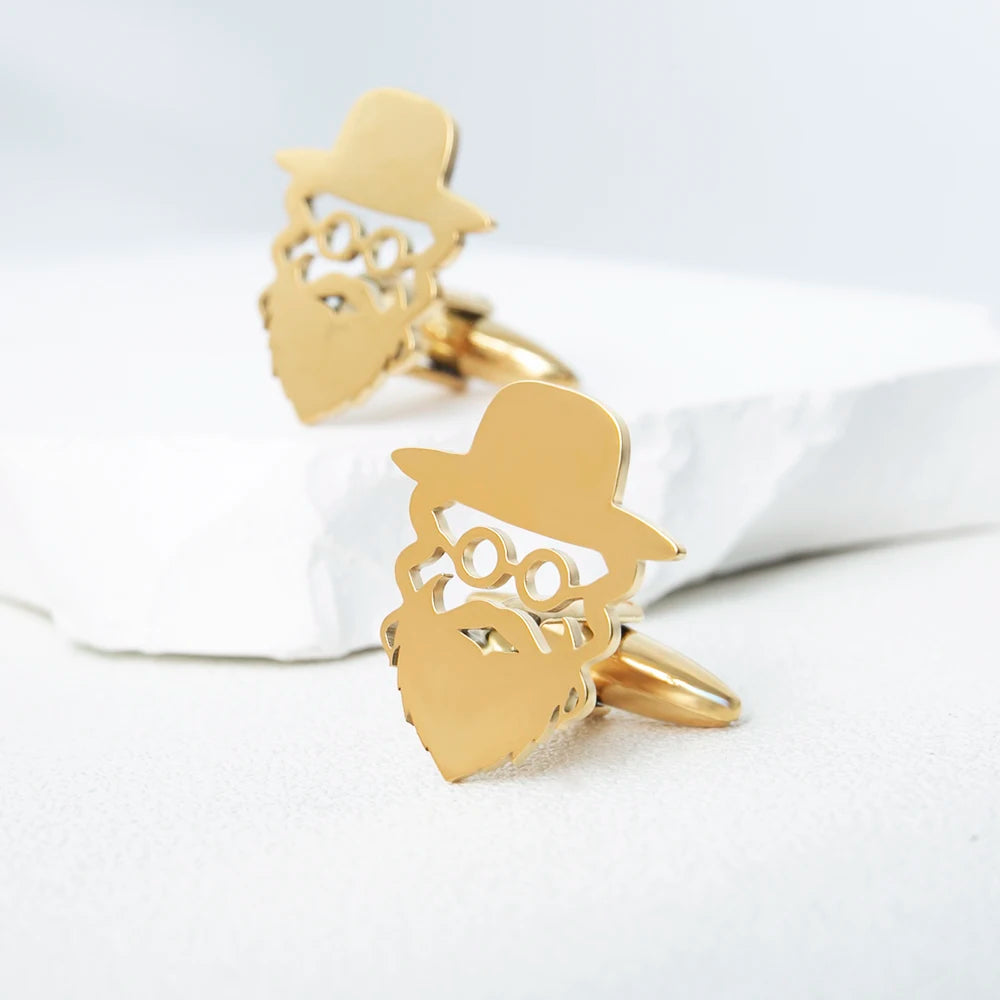 Jewish Priests Rabbi Portrait Cufflinks Stainless Steel Men's Cufflinks for Shirts Retro Judaism Religion Jewelry Wedding Gifts
