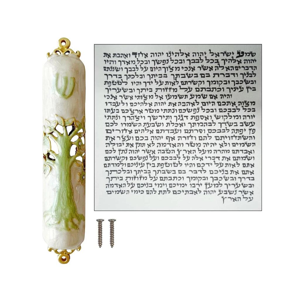 Hand Painted Door Mezuzah Ornament with Screw Zinc Alloy Jewish Mezuzah Case Cover Delicate Embellished Door Wall Hanukkah Decor