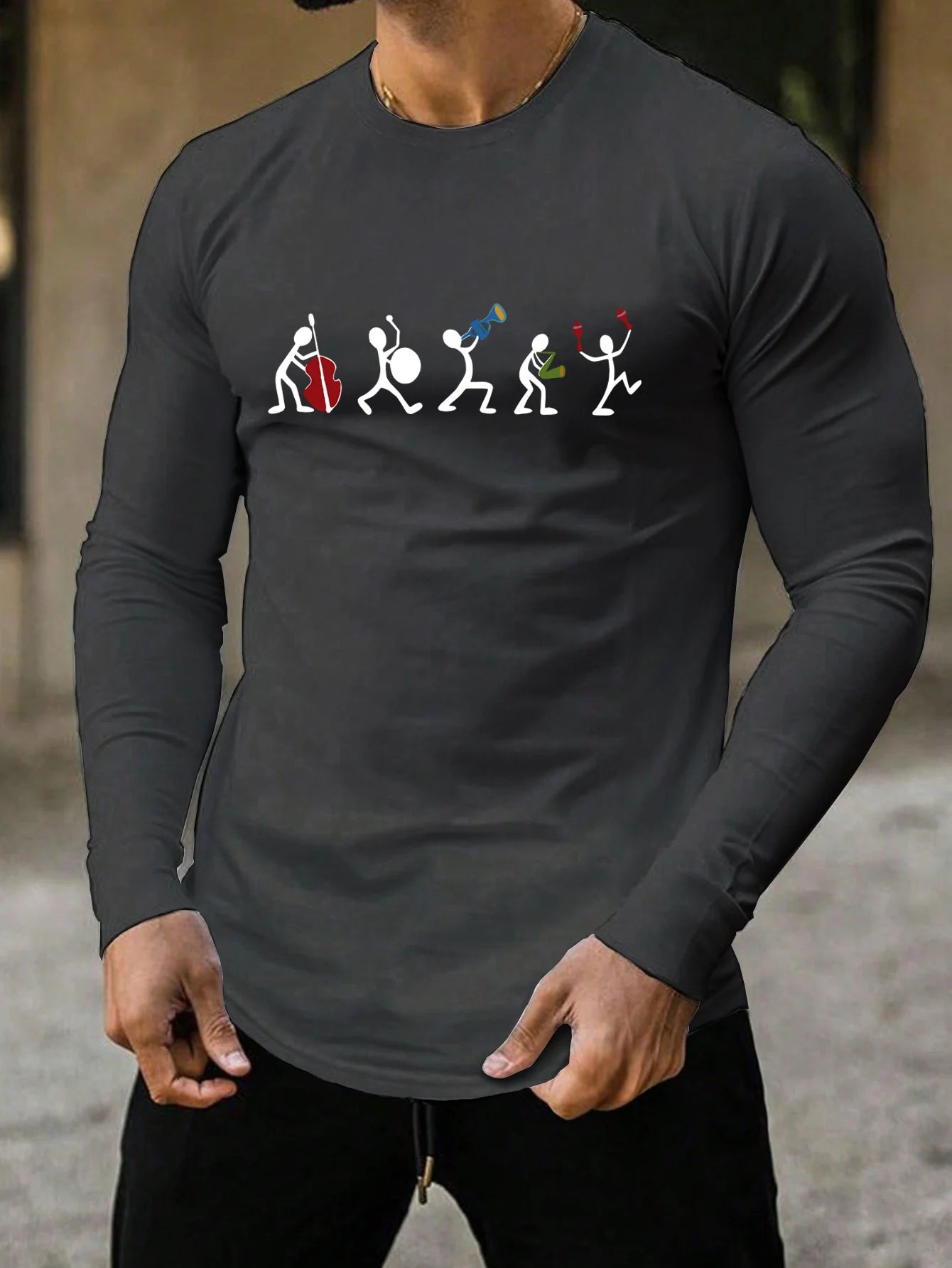 100% Pure Cotton Men's Long Sleeved Round Neck Loose Inspirational PSALMS 91 Printed Autumn and Winter Casual Versatile T-Shirt