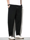 100% Cotton Linen Pants Men Baggy Casual Trousers Male Walking Wide leg Loose Sweatpants Chinese Summer Jogger Pants 2025 New