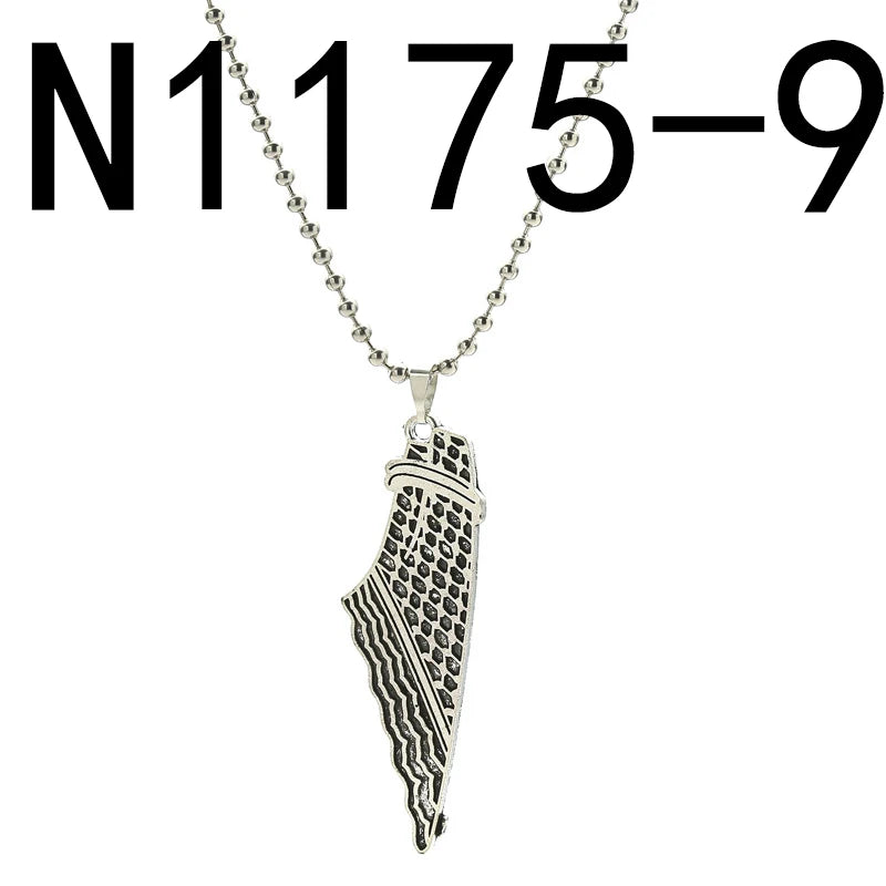 Jewish Israel Country Map Stainless Steel Gold Color Pendant Necklace For Men Women Arabic Choker Chain Amulet Jewelry Gift