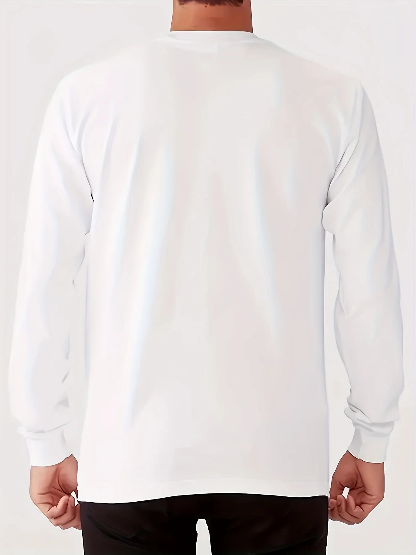 100% Pure Cotton Men's Long Sleeved Round Neck Loose Inspirational PSALMS 91 Printed Autumn and Winter Casual Versatile T-Shirt