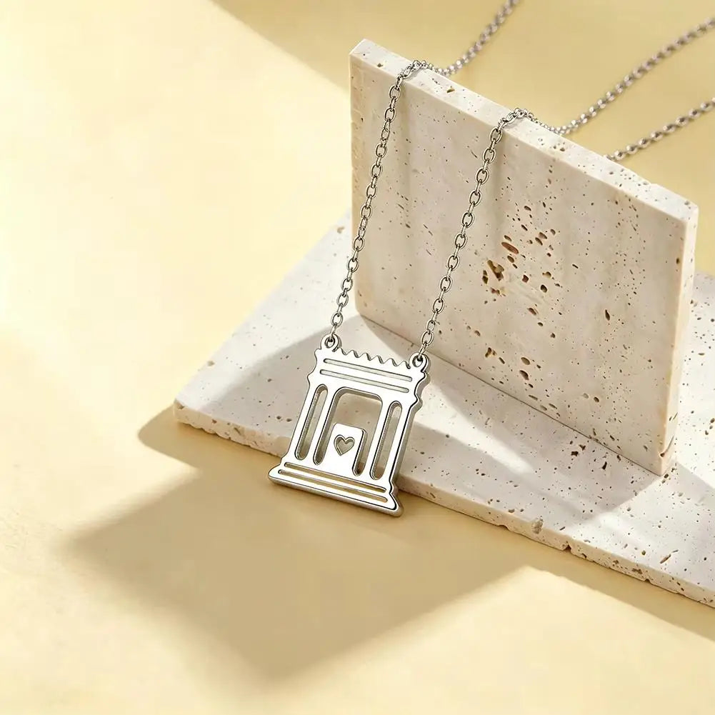 Jerusalem Holy Temple Stainless Steel Gold Color Beit HaMikdash Necklace  Necklaces Women Jewish Jewelry Gift