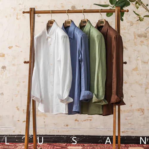 100 Linen Thin Long-sleeved Shirt Vintage Laid-back Old Money Style Sun-proof Breathable Gentry Shirt for Men