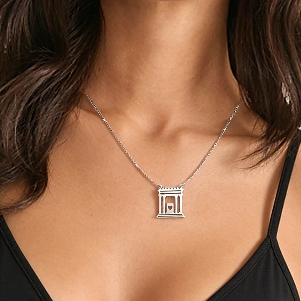 Jerusalem Holy Temple Stainless Steel Gold Color Beit HaMikdash Necklace  Necklaces Women Jewish Jewelry Gift