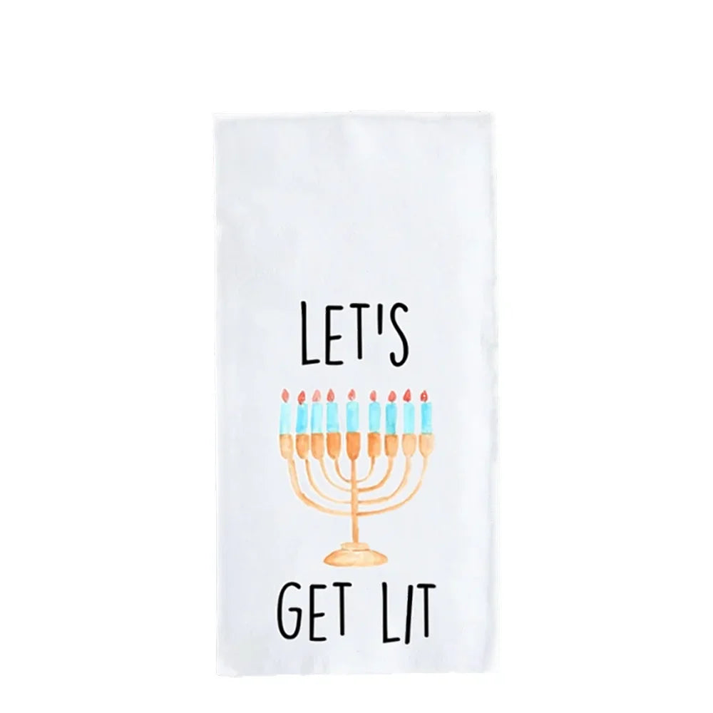 Jewish Tea Towel Jewish Kitchen Decor Rosh Hashanah Kitchen Decor Hanukkah Dishtowel Housewarming Hostess Gift Shabbat Shalom