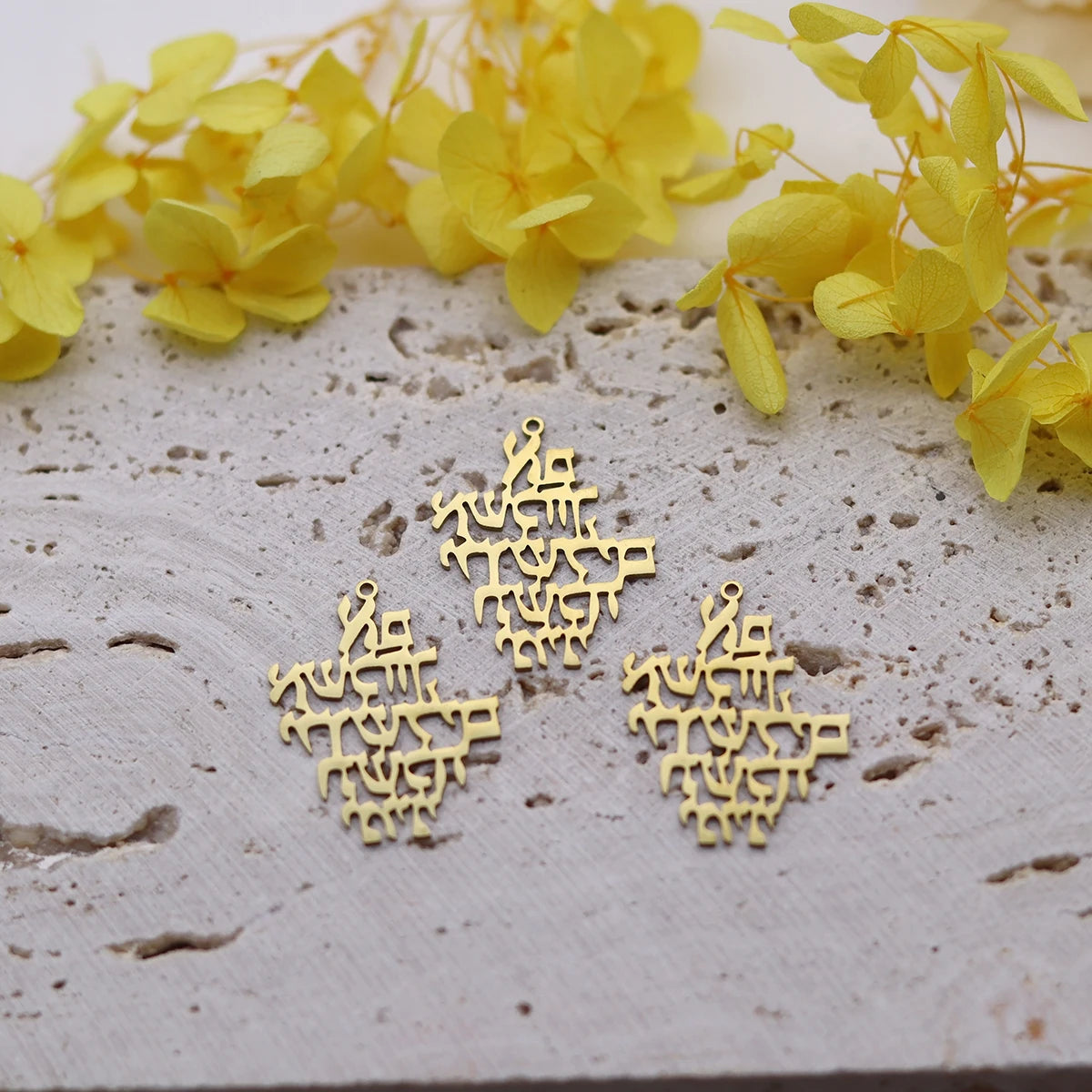 3pcs Remember Jerusalem Pendant Jewish Prayer Biblical Hebrew Verse Charms Stainless Steel Judaica Messianic Jewelry Making