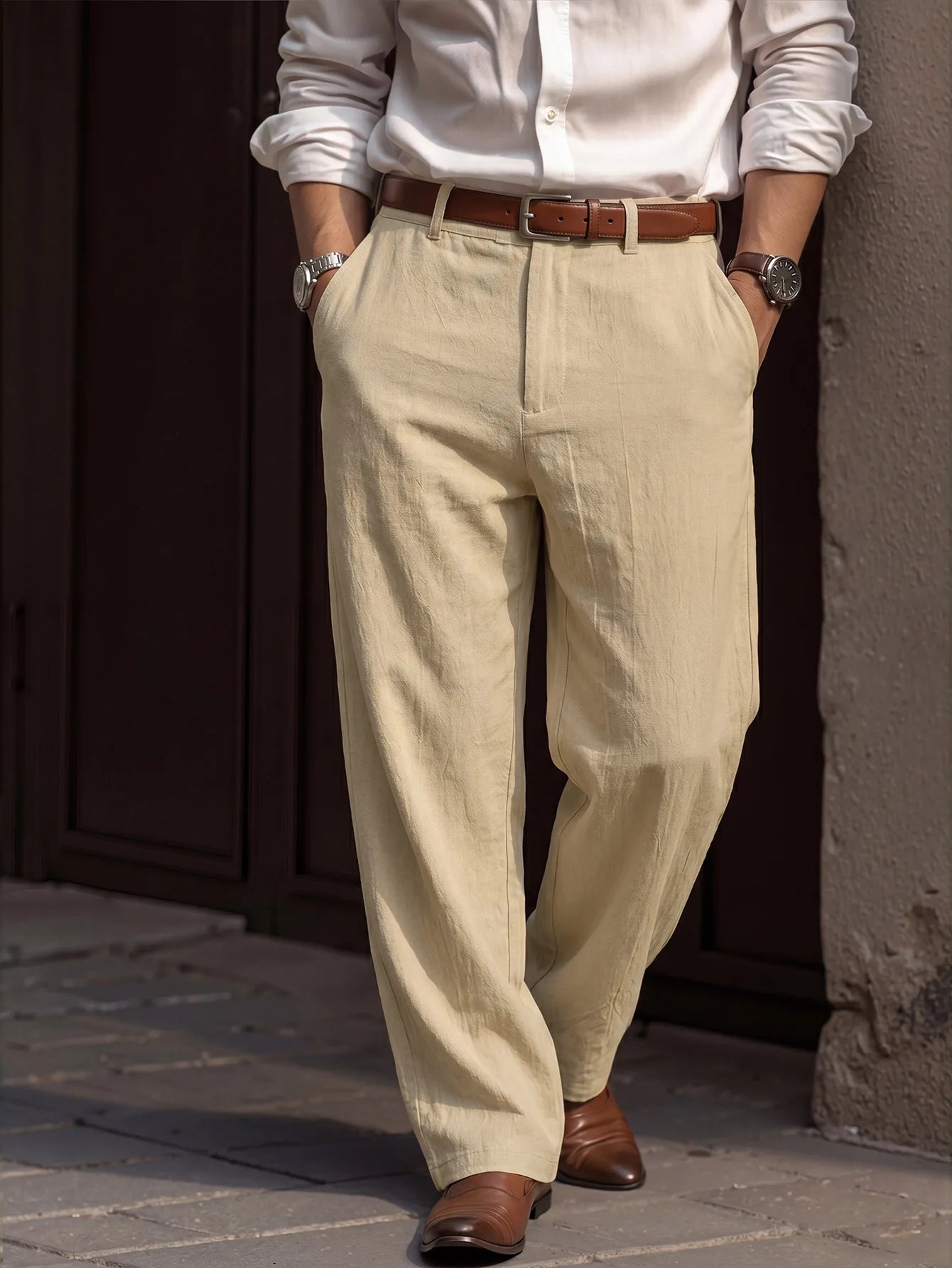 Men linen Pants 2026 Spring and Autumn New American Linen Pants Simple Cotton Blended Solid Color Versatile Casual Pants for Men