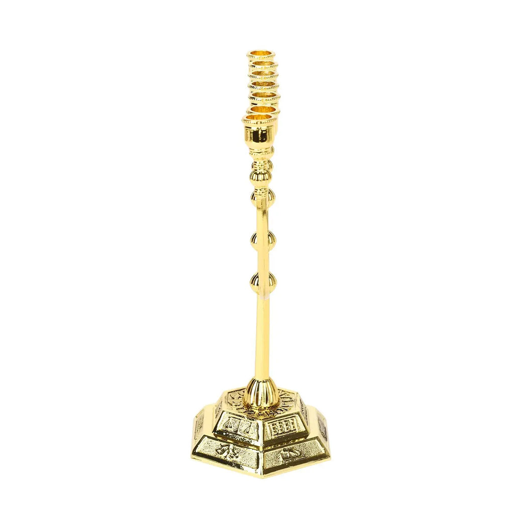 12 Tribes of Israel Menorah, Jerusalem Temple 7 Branch Jewish Candle Holder Gold