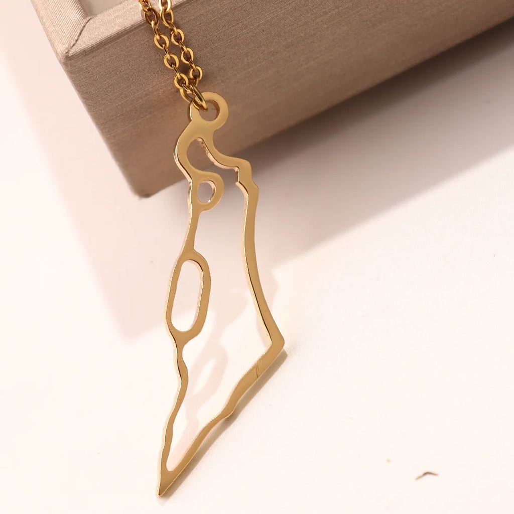 Jewish Israel Map Pendant Choker Chain Stainless Steel Country Geography Necklace for Women Jewelry Judaism Gift 2024 New