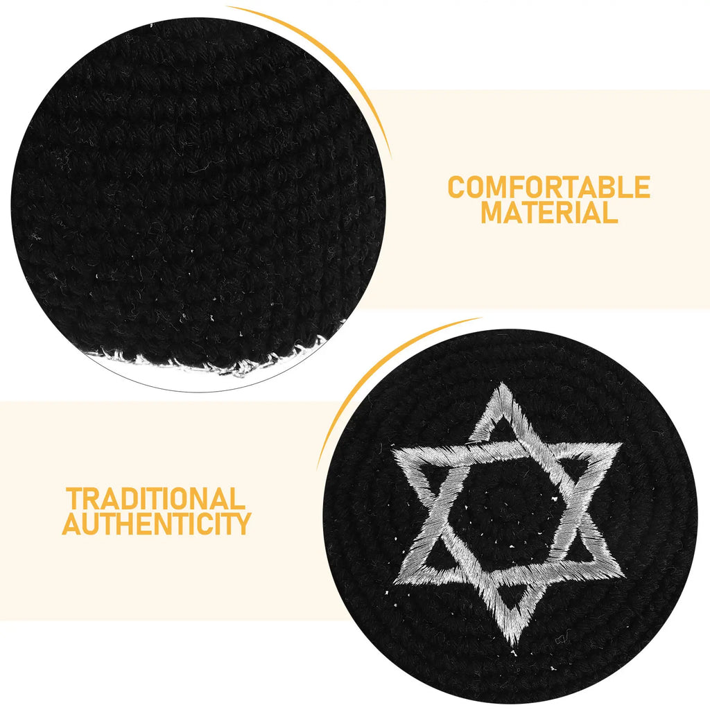 Jewish Kippah Hat of David Embroidered Skullcap Traditional Worship Prayer Holiday Shabbat Yarmulke Men Religious