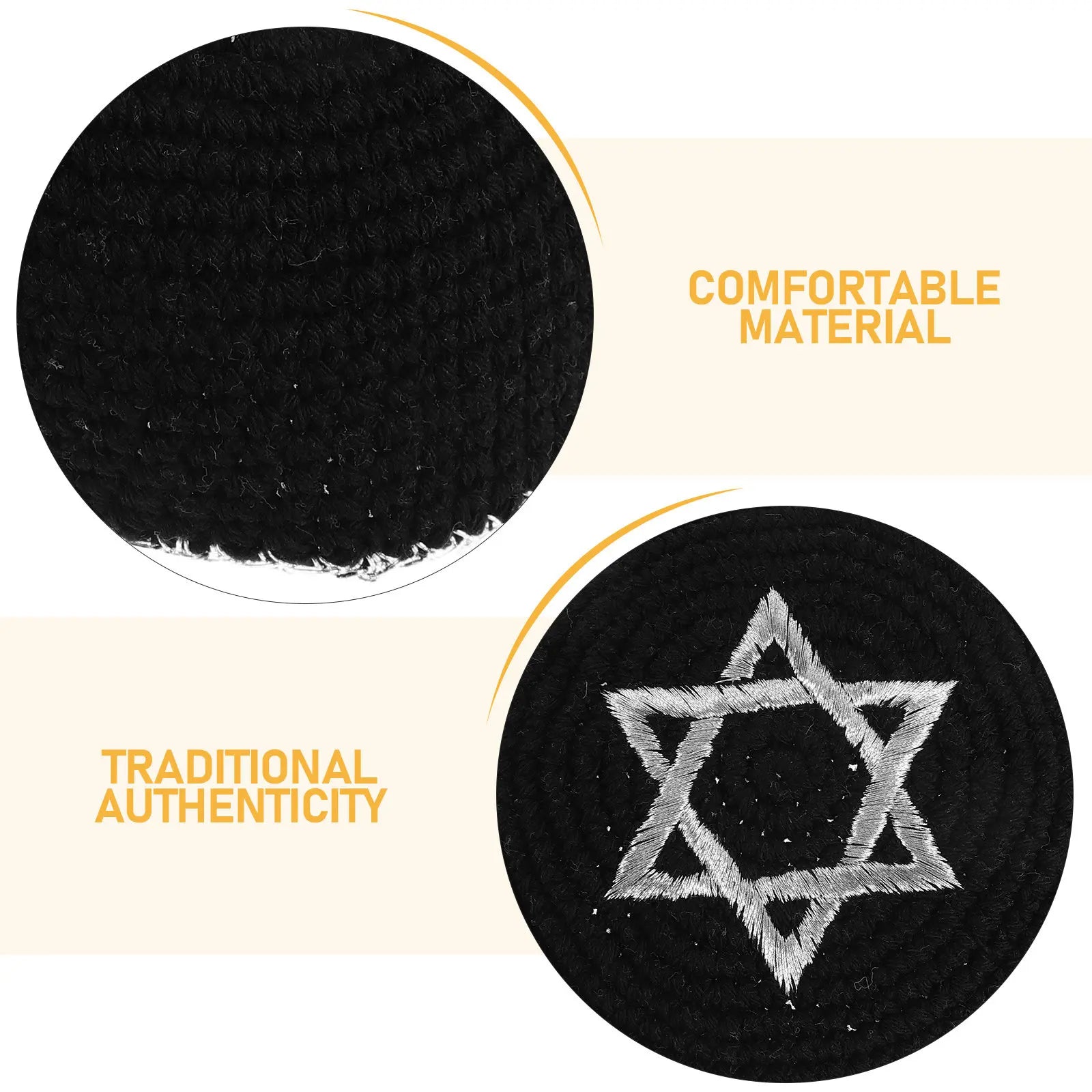 Jewish Kippah Hat of David Embroidered Skullcap Traditional Worship Prayer Holiday Shabbat Yarmulke Men Religious