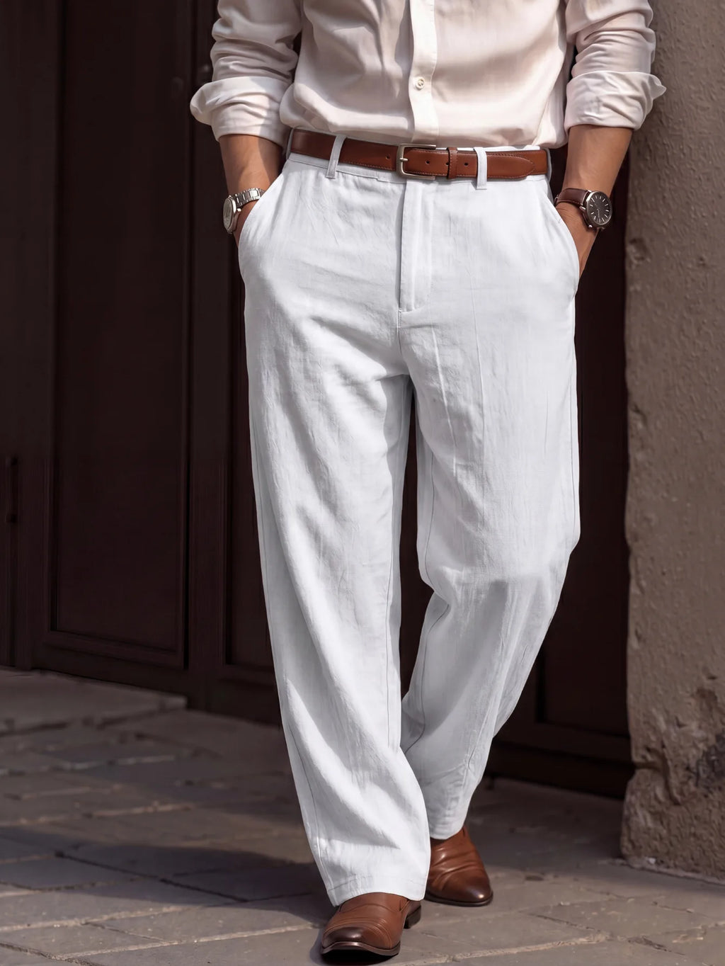 Men linen Pants 2026 Spring and Autumn New American Linen Pants Simple Cotton Blended Solid Color Versatile Casual Pants for Men