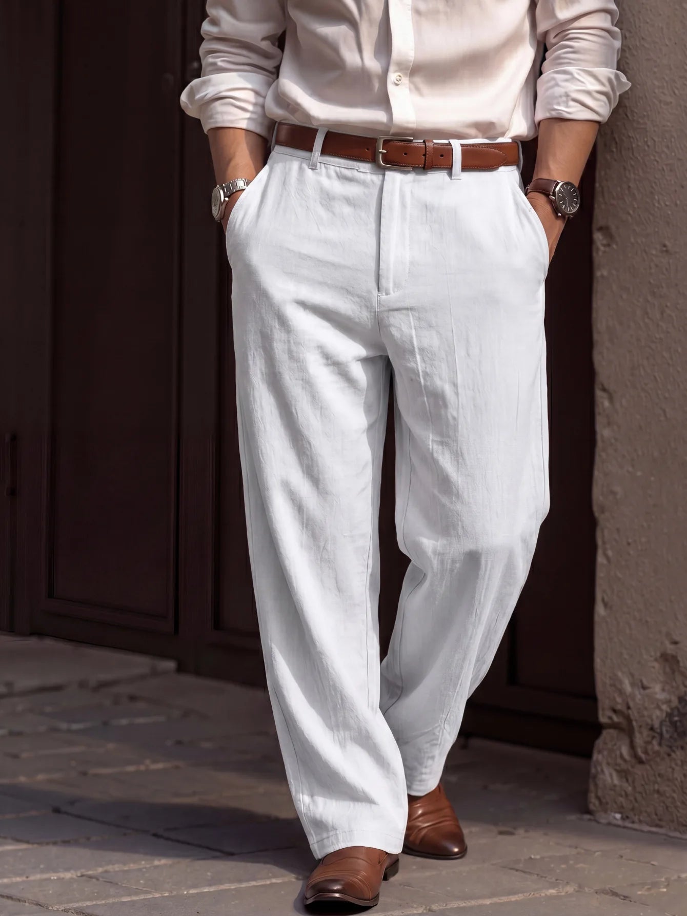 Men linen Pants 2026 Spring and Autumn New American Linen Pants Simple Cotton Blended Solid Color Versatile Casual Pants for Men