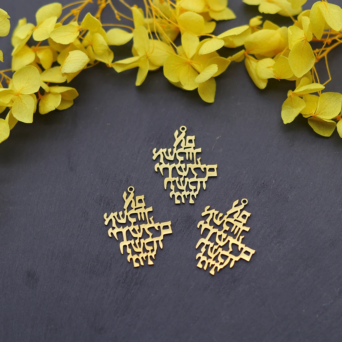 3pcs Remember Jerusalem Pendant Jewish Prayer Biblical Hebrew Verse Charms Stainless Steel Judaica Messianic Jewelry Making