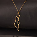 Jewish Israel Map Pendant Choker Chain Stainless Steel Country Geography Necklace for Women Jewelry Judaism Gift 2024 New