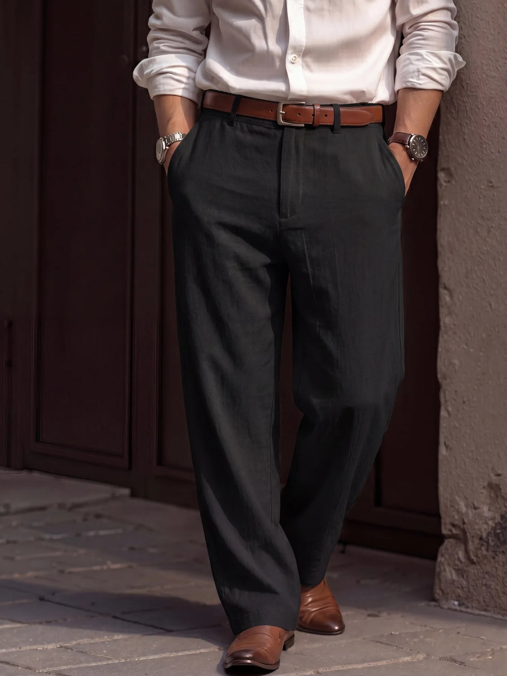 Men linen Pants 2026 Spring and Autumn New American Linen Pants Simple Cotton Blended Solid Color Versatile Casual Pants for Men
