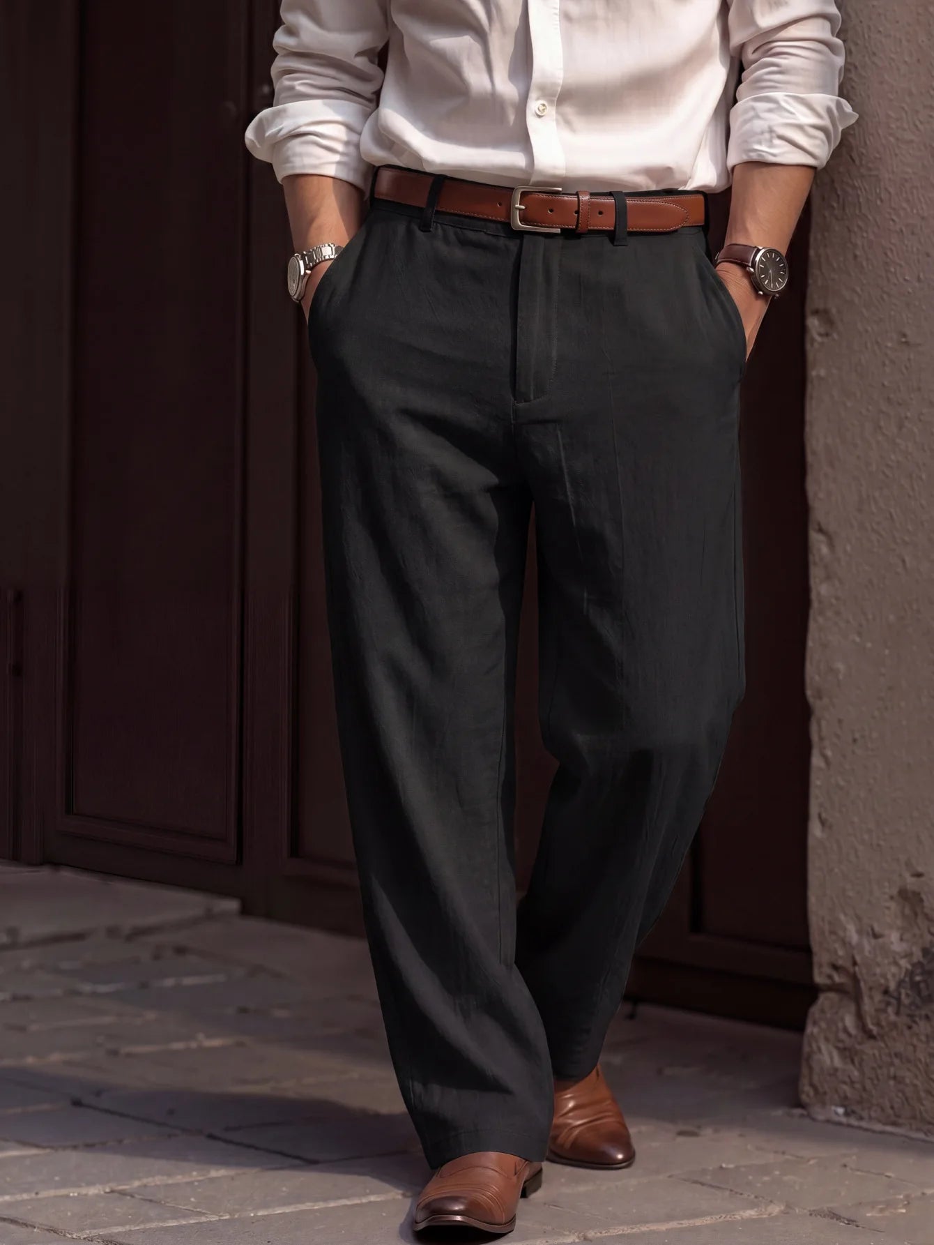 Men linen Pants 2026 Spring and Autumn New American Linen Pants Simple Cotton Blended Solid Color Versatile Casual Pants for Men