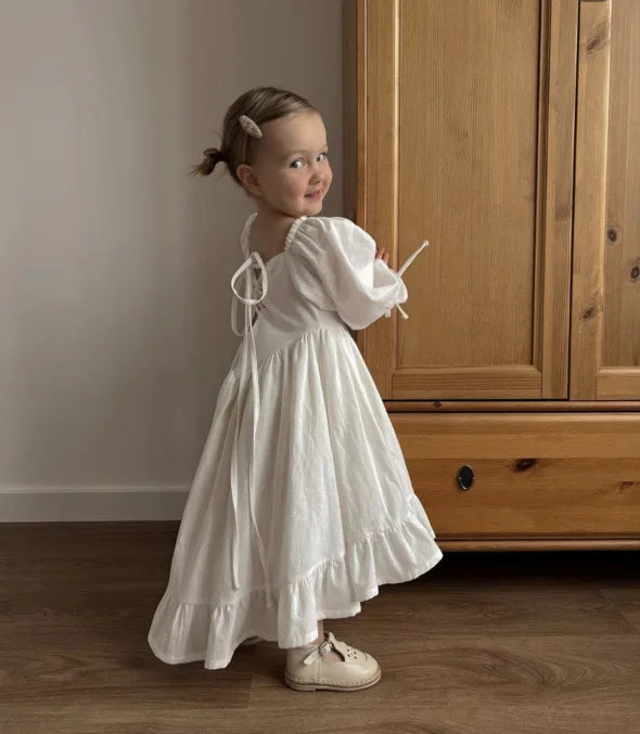 Girls' European and American Style 2025 Spring and Autumn New Dress Girls' Cotton Palace Style Princess Dress