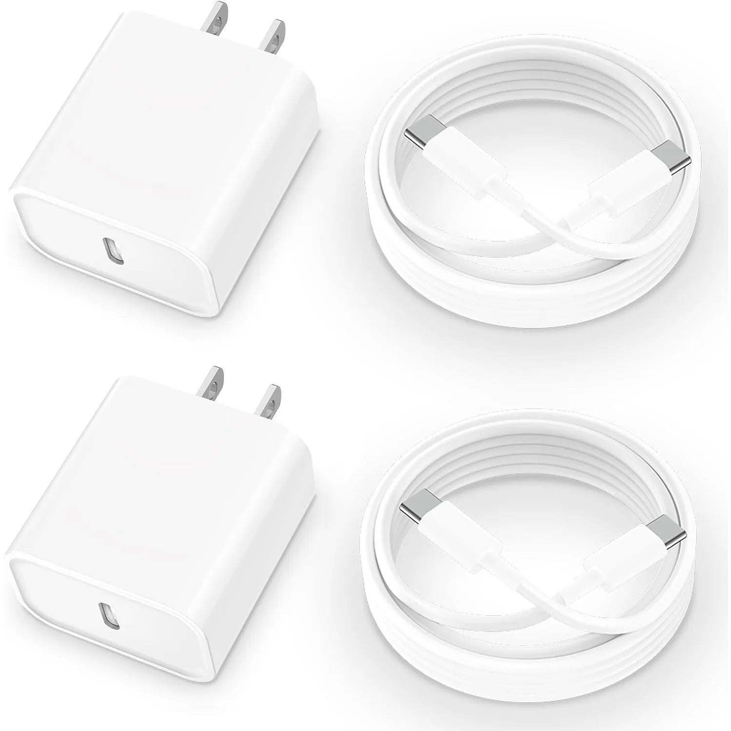 2Pack 20W Dual Port USB C Wall Charger USB A Quick Charging Block Plug with 6FT USB-C Cable for Android or iPhone16/15/15 Plus/15 Pro Max