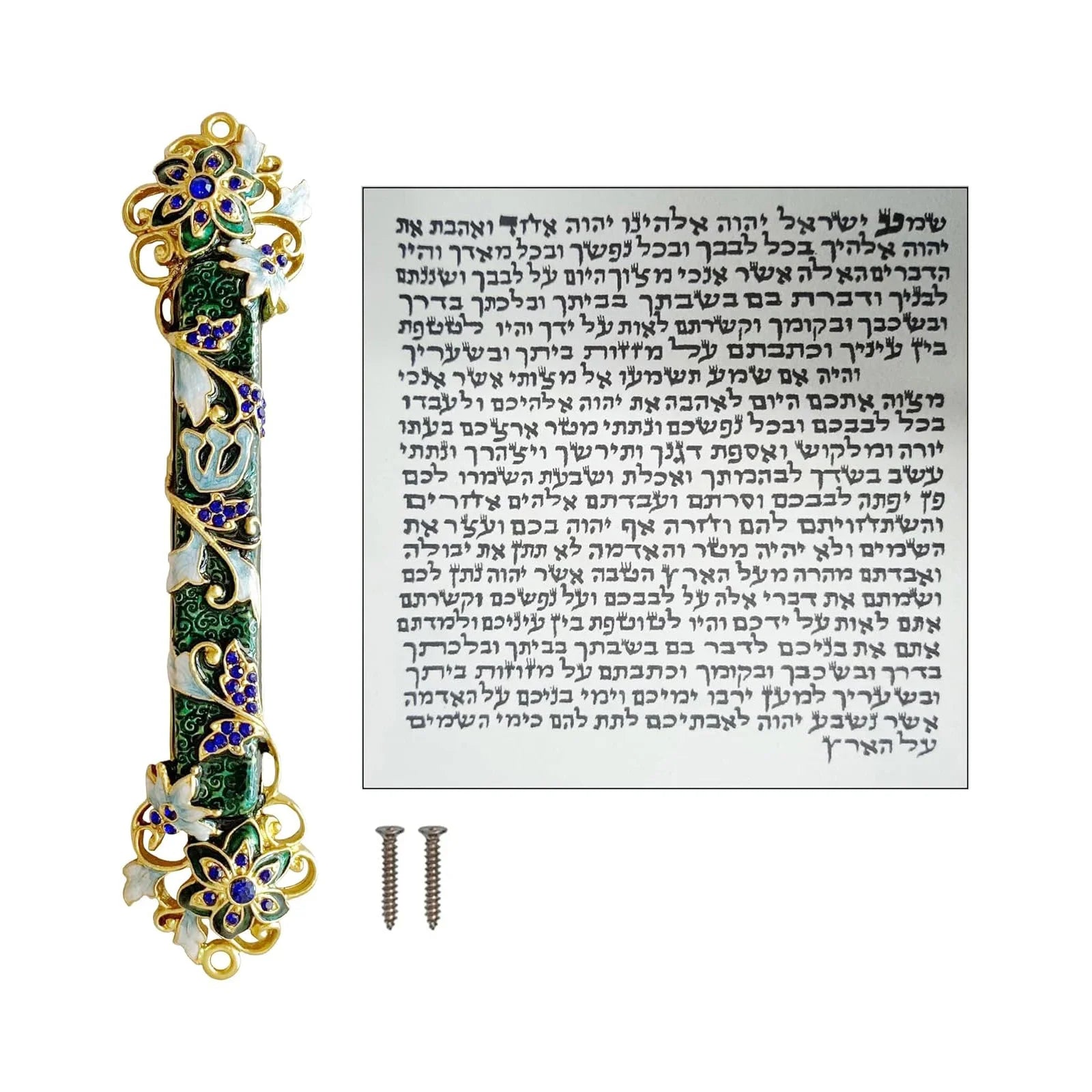 Hand Painted Door Mezuzah Ornament with Screw Zinc Alloy Jewish Mezuzah Case Cover Delicate Embellished Door Wall Hanukkah Decor
