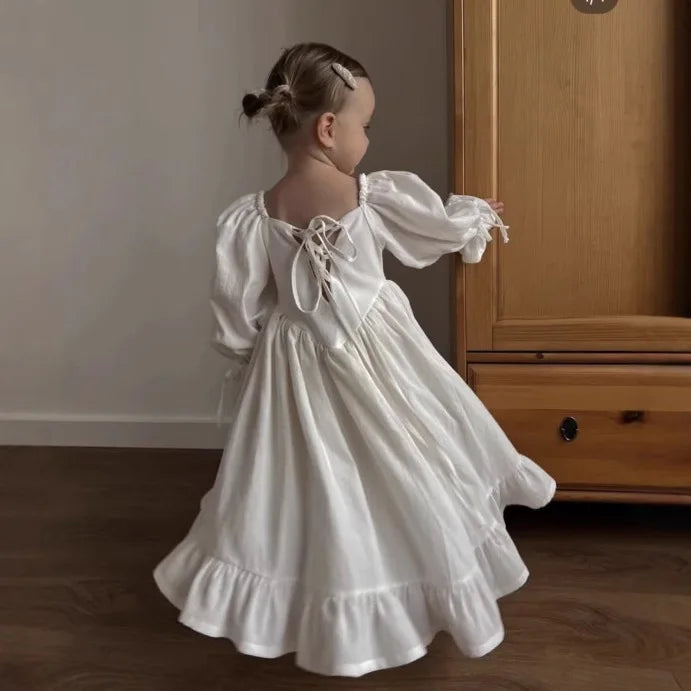 Girls' European and American Style 2025 Spring and Autumn New Dress Girls' Cotton Palace Style Princess Dress
