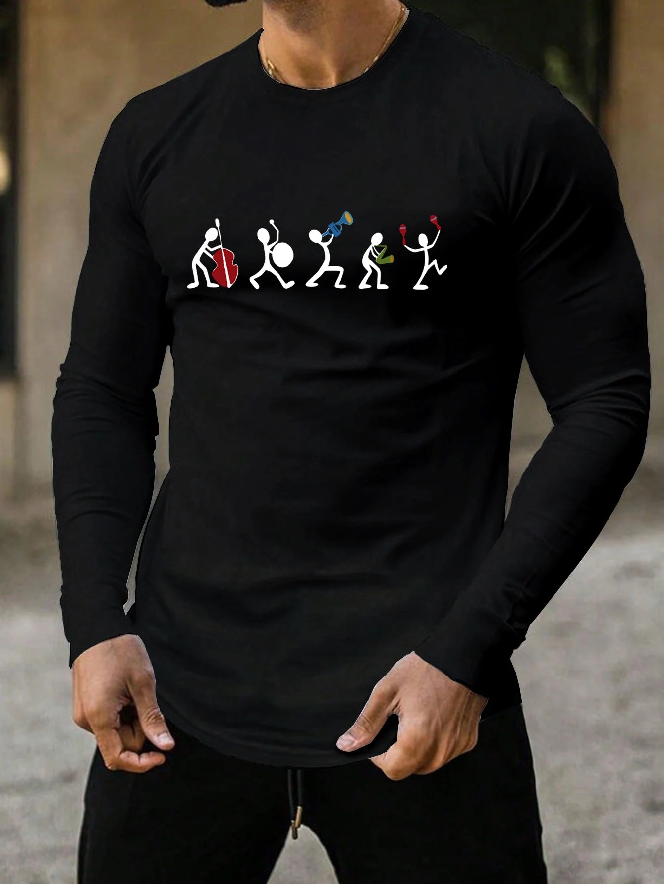 100% Pure Cotton Men's Long Sleeved Round Neck Loose Inspirational PSALMS 91 Printed Autumn and Winter Casual Versatile T-Shirt