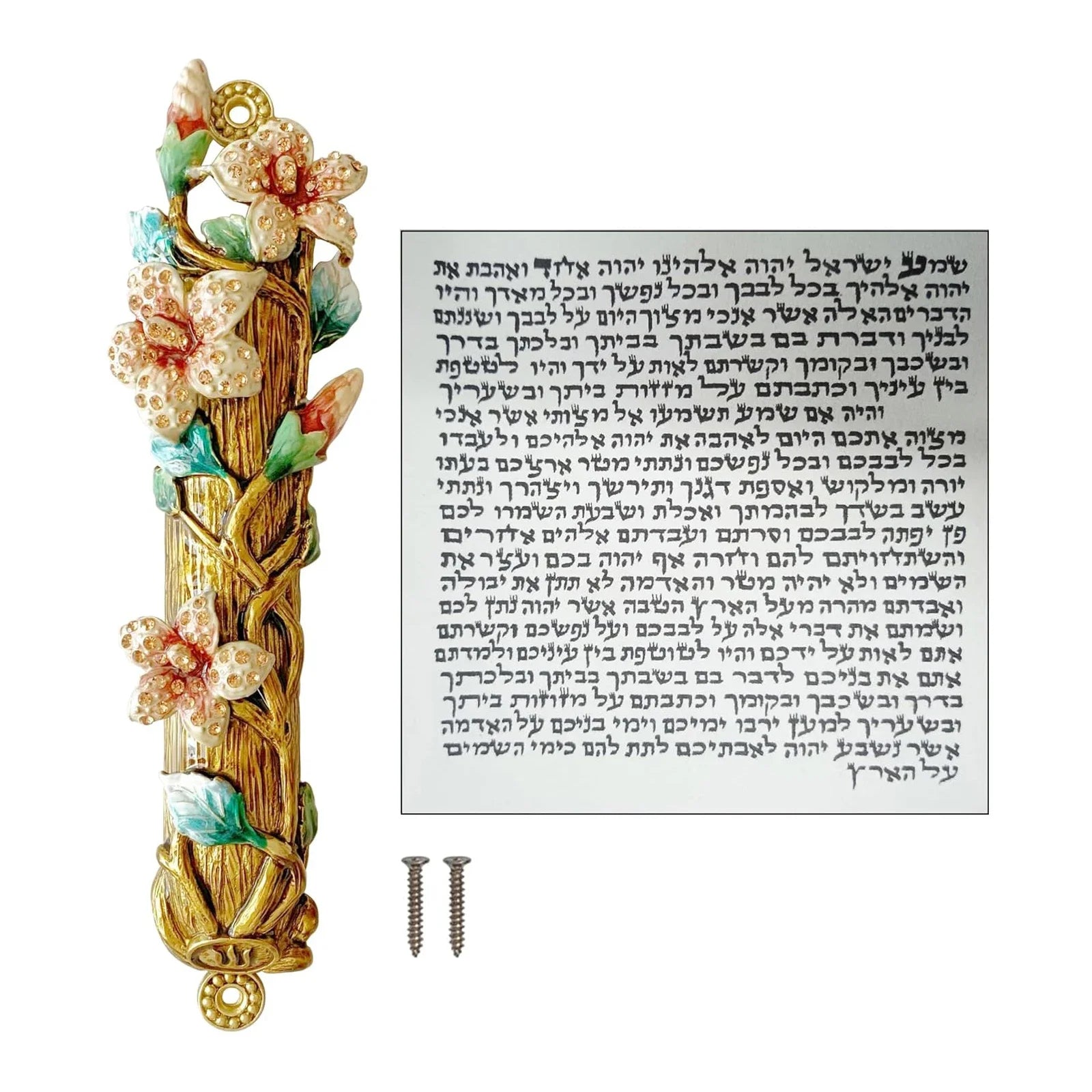 Hand Painted Door Mezuzah Ornament with Screw Zinc Alloy Jewish Mezuzah Case Cover Delicate Embellished Door Wall Hanukkah Decor