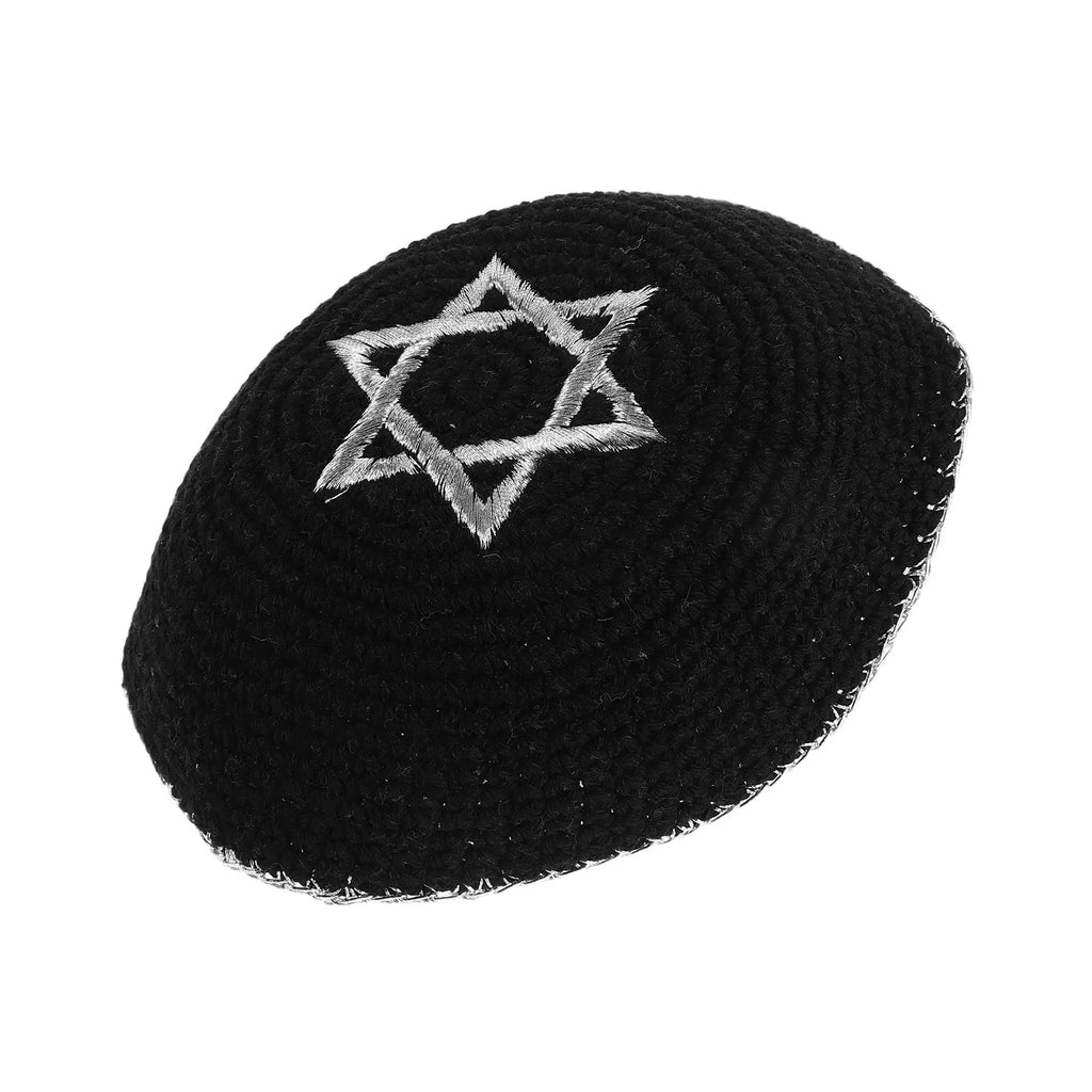 Jewish Kippah Hat of David Embroidered Skullcap Traditional Worship Prayer Holiday Shabbat Yarmulke Men Religious