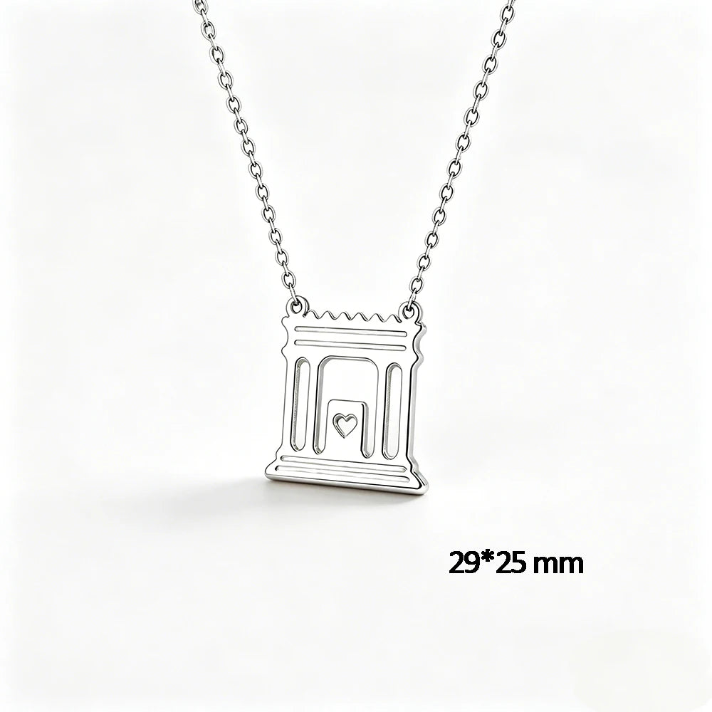 Jerusalem Holy Temple Stainless Steel Gold Color Beit HaMikdash Necklace  Necklaces Women Jewish Jewelry Gift