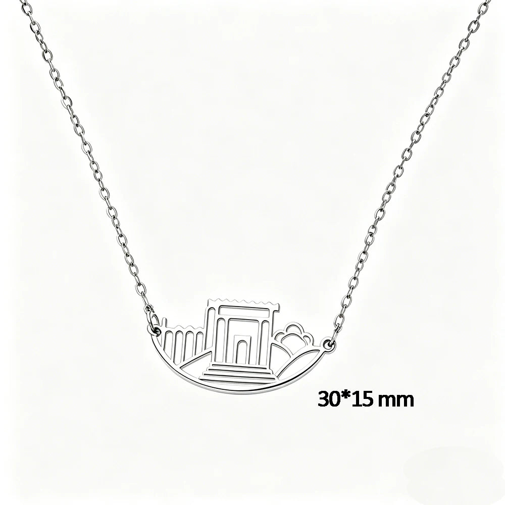 Jerusalem Holy Temple Stainless Steel Gold Color Beit HaMikdash Necklace  Necklaces Women Jewish Jewelry Gift