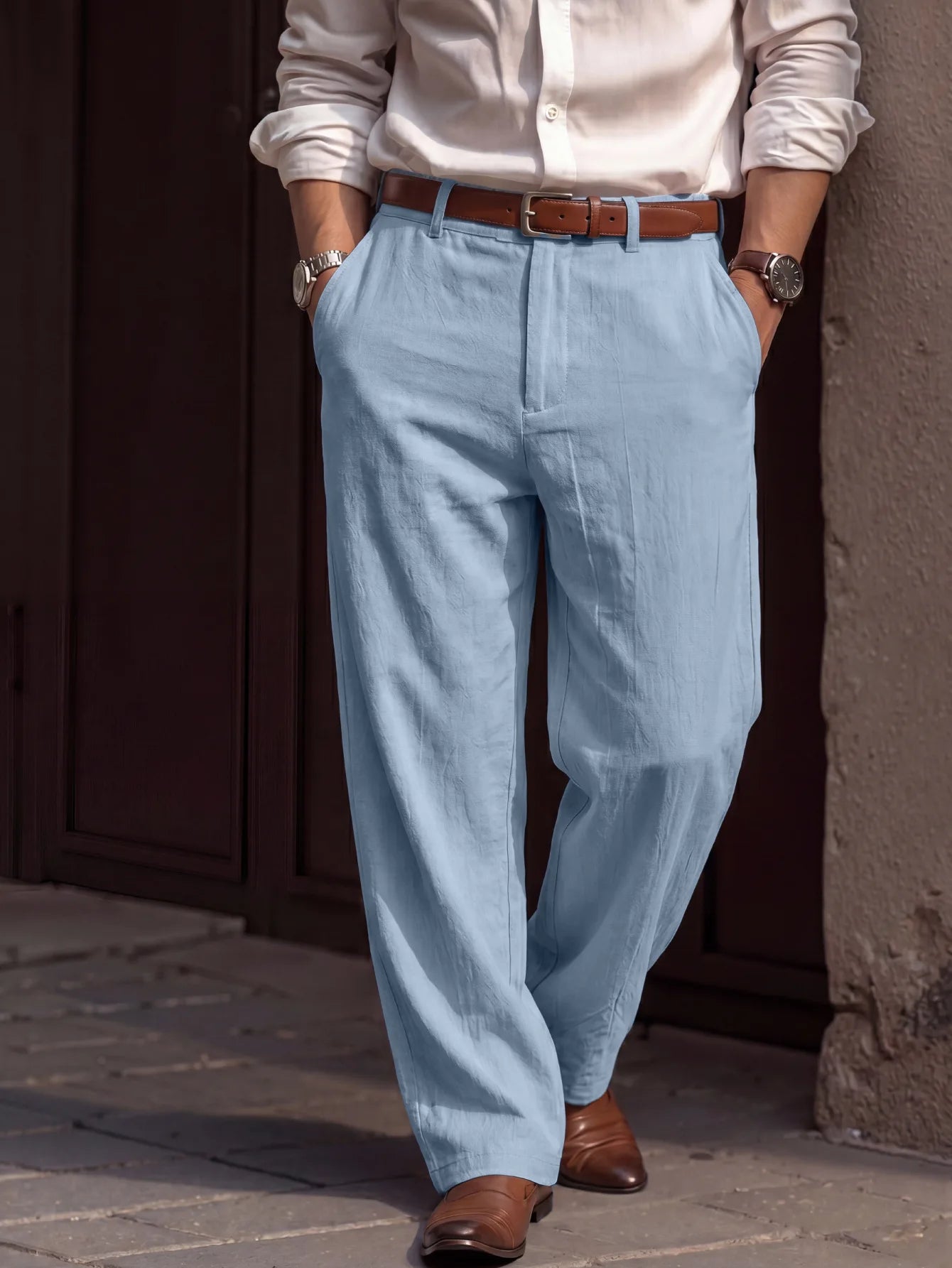 Men linen Pants 2026 Spring and Autumn New American Linen Pants Simple Cotton Blended Solid Color Versatile Casual Pants for Men