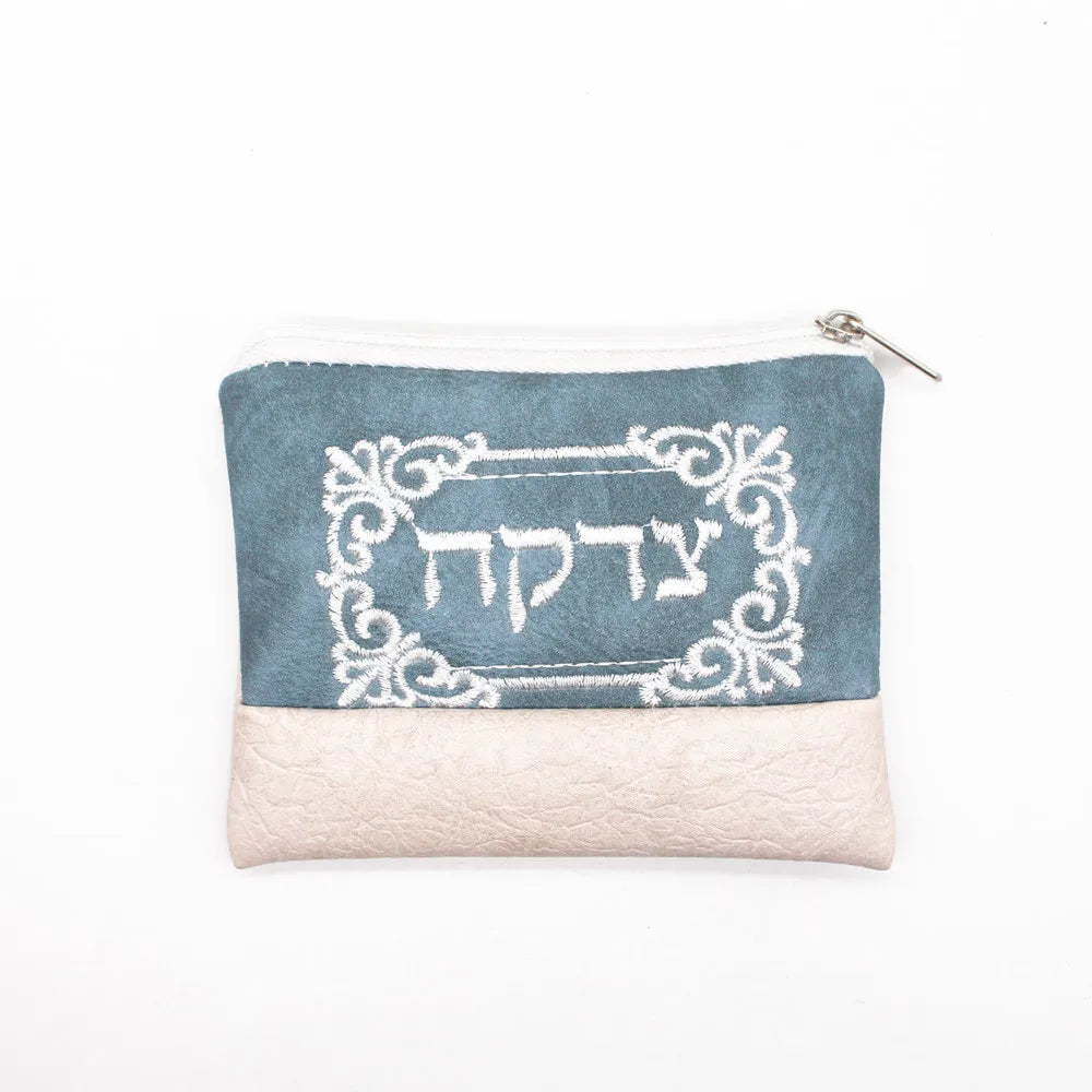 Jewish Mini Wallet Bag Women Men Coin Purse Pu Hebrew Embroidery