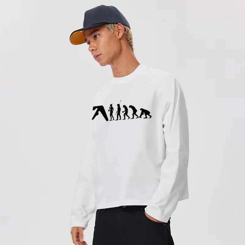 100% Pure Cotton Men's Long Sleeved Round Neck Loose Inspirational PSALMS 91 Printed Autumn and Winter Casual Versatile T-Shirt