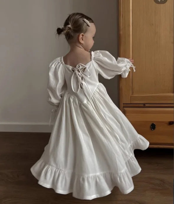 Girls' European and American Style 2025 Spring and Autumn New Dress Girls' Cotton Palace Style Princess Dress