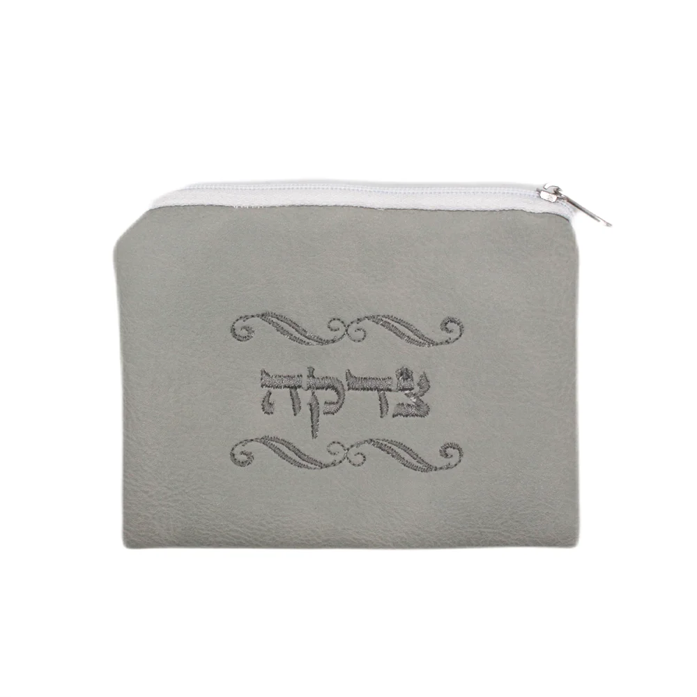 Jewish Mini Wallet Bag Women Men Coin Purse Pu Hebrew Embroidery