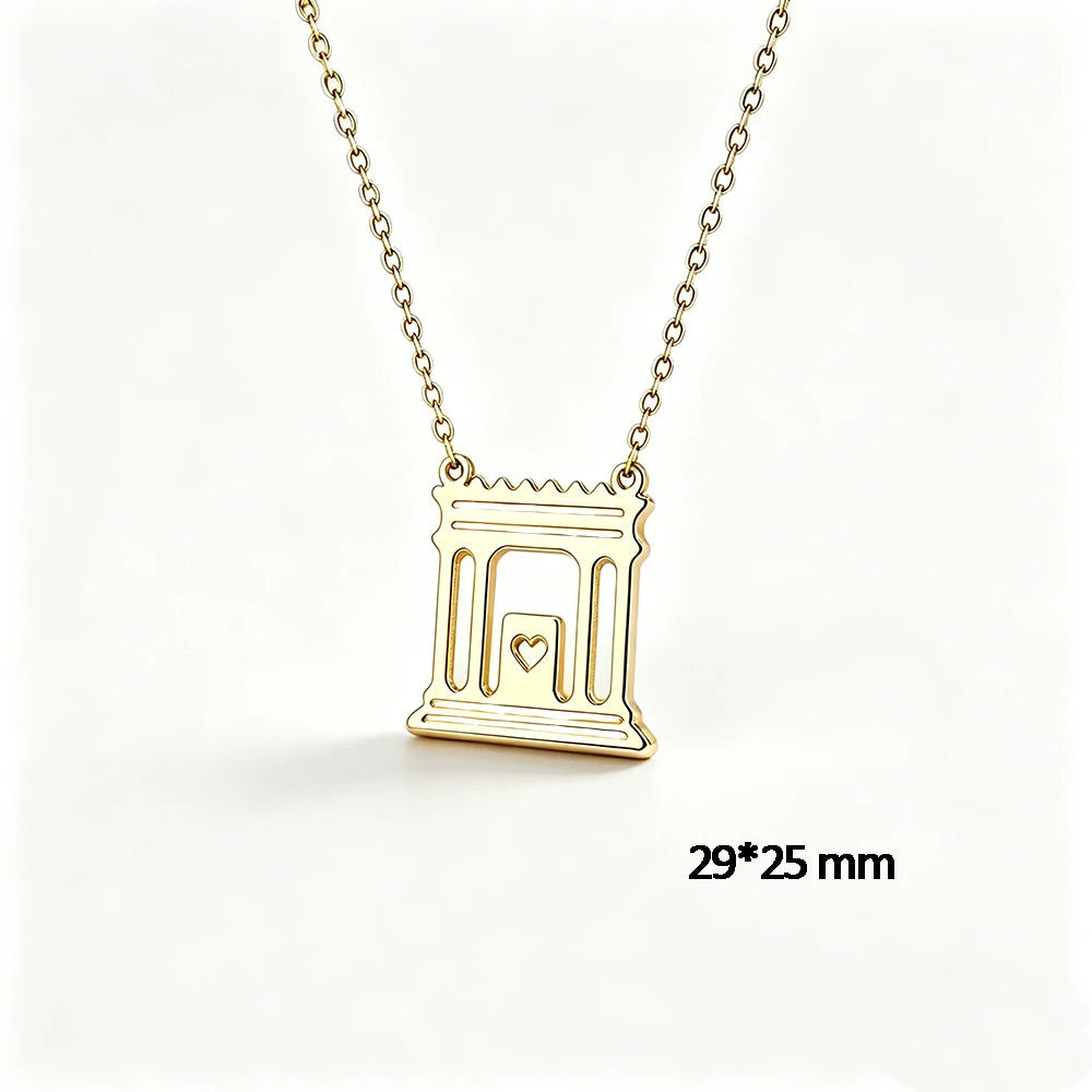 Jerusalem Holy Temple Stainless Steel Gold Color Beit HaMikdash Necklace  Necklaces Women Jewish Jewelry Gift
