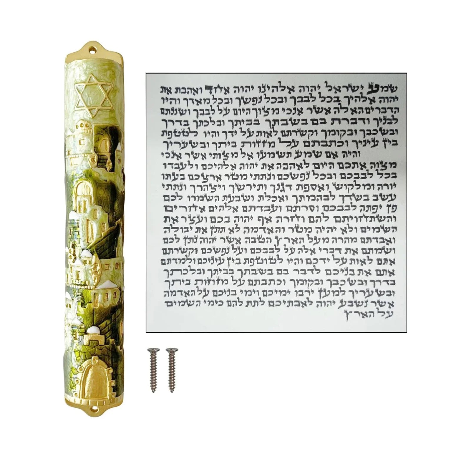 Hand Painted Door Mezuzah Ornament with Screw Zinc Alloy Jewish Mezuzah Case Cover Delicate Embellished Door Wall Hanukkah Decor