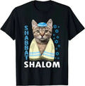 Funny Cute Jewish Cat Shabbat Shalom Wearing A Kippah Shirt Men Women Clothing Fashion Summer Streetwear Graphic T-shirts