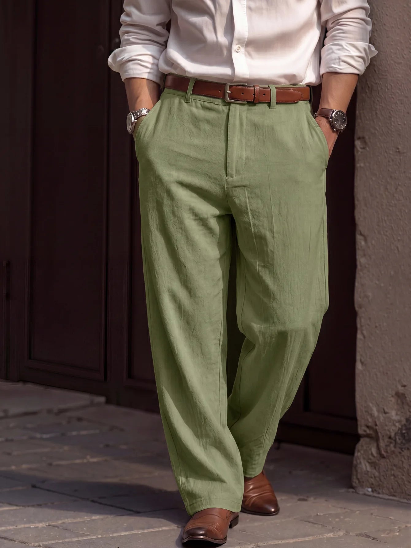 Men linen Pants 2026 Spring and Autumn New American Linen Pants Simple Cotton Blended Solid Color Versatile Casual Pants for Men